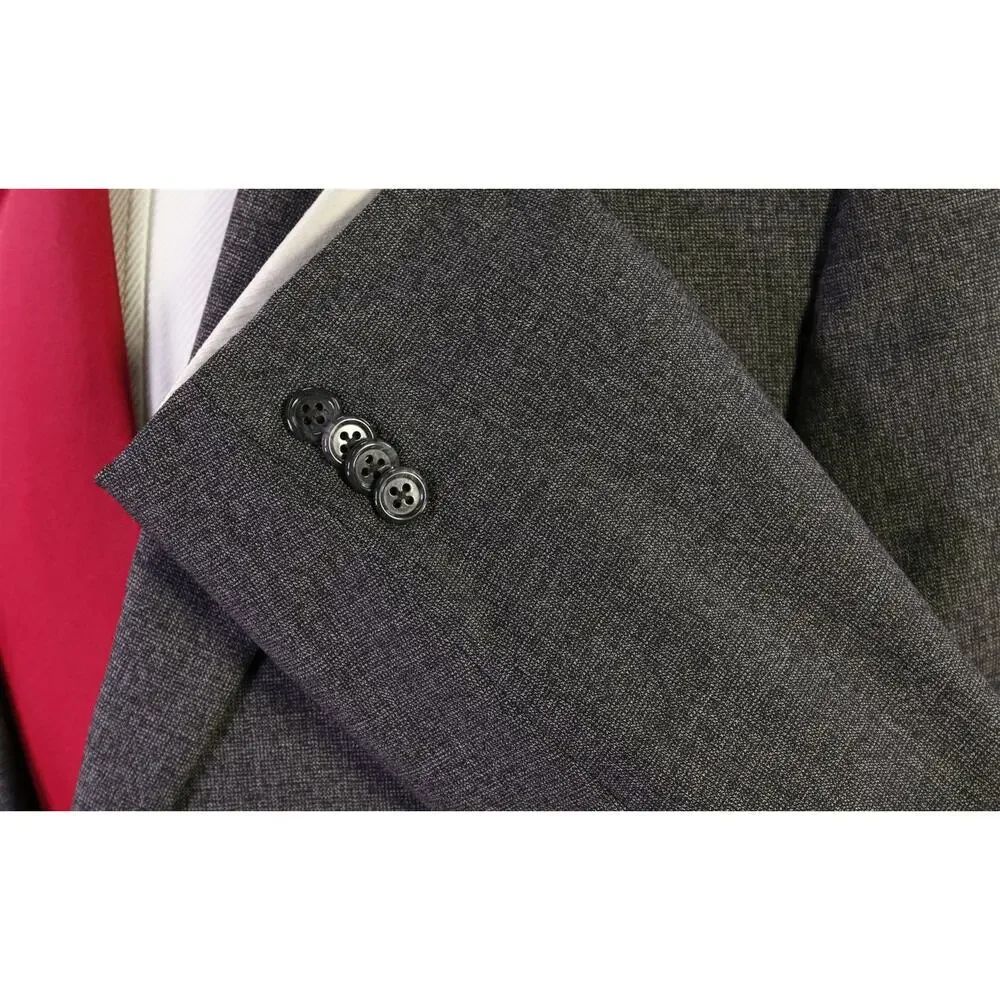 Hart Schaffner Marx Very Recent Gray Tic Woven 2-Btn Wool Suit 44L